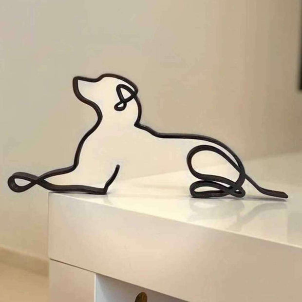 Metal Statue Abstract Dog Sculpture Animal Collection Decoration Gifts Modern Home Office Accessories