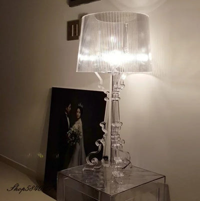 Modern Home Decor LED Table Lamp Baroque Ghost Shadow Transparent Acrylic Lamps Dormitorio Lamp for Bedroom Study Lampe E27 Bulb