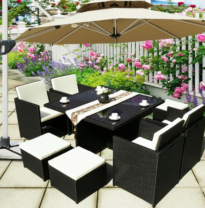 Outdoor Table and Chair Combination Courtyard Garden Terrace Rattan Chair Simple Leisure Outdoor Waterproof Sunscreen Table